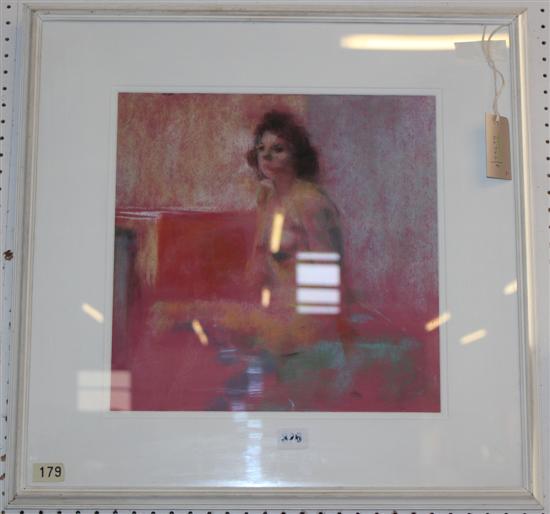 Alexander Koolman (20C), pastel, female nude study (exh. label verso Mall Galleries, Pastel Society 1994)